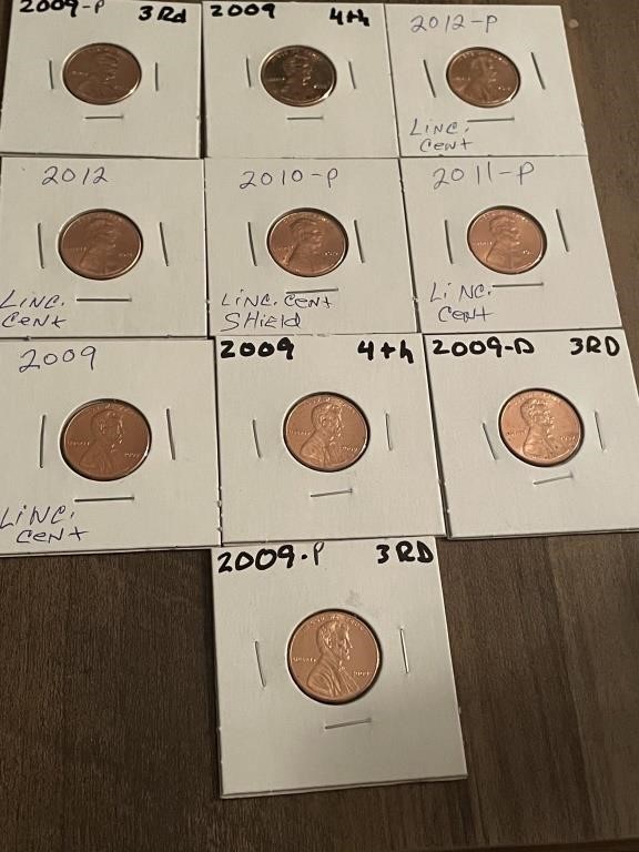 10 lincoln cents 2009-2012