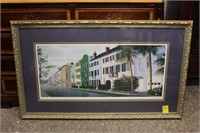 George Griff Framed Lithograph  "Rainbow Row"