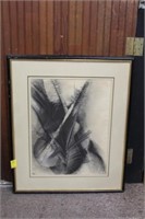 Framed Charcoal Abstract signed Original