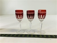3pcs Waterford Clarendon Ruby Cordial Glass