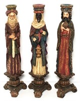 Three Wiseman Composite Candlestick Holders