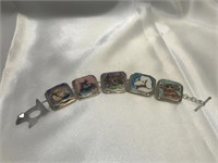 Artist Signed Sterling & Enamel Dog Bracelet