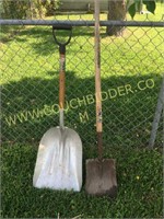 Large galvanized scoop and shovel