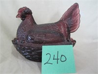 Purple Hen on Nest (7"W x 5"H)