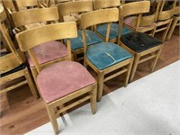 Qty (46) Wood Padded Curved Back Chairs