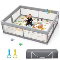 71x59 Extra Large Baby Playpen  Gray