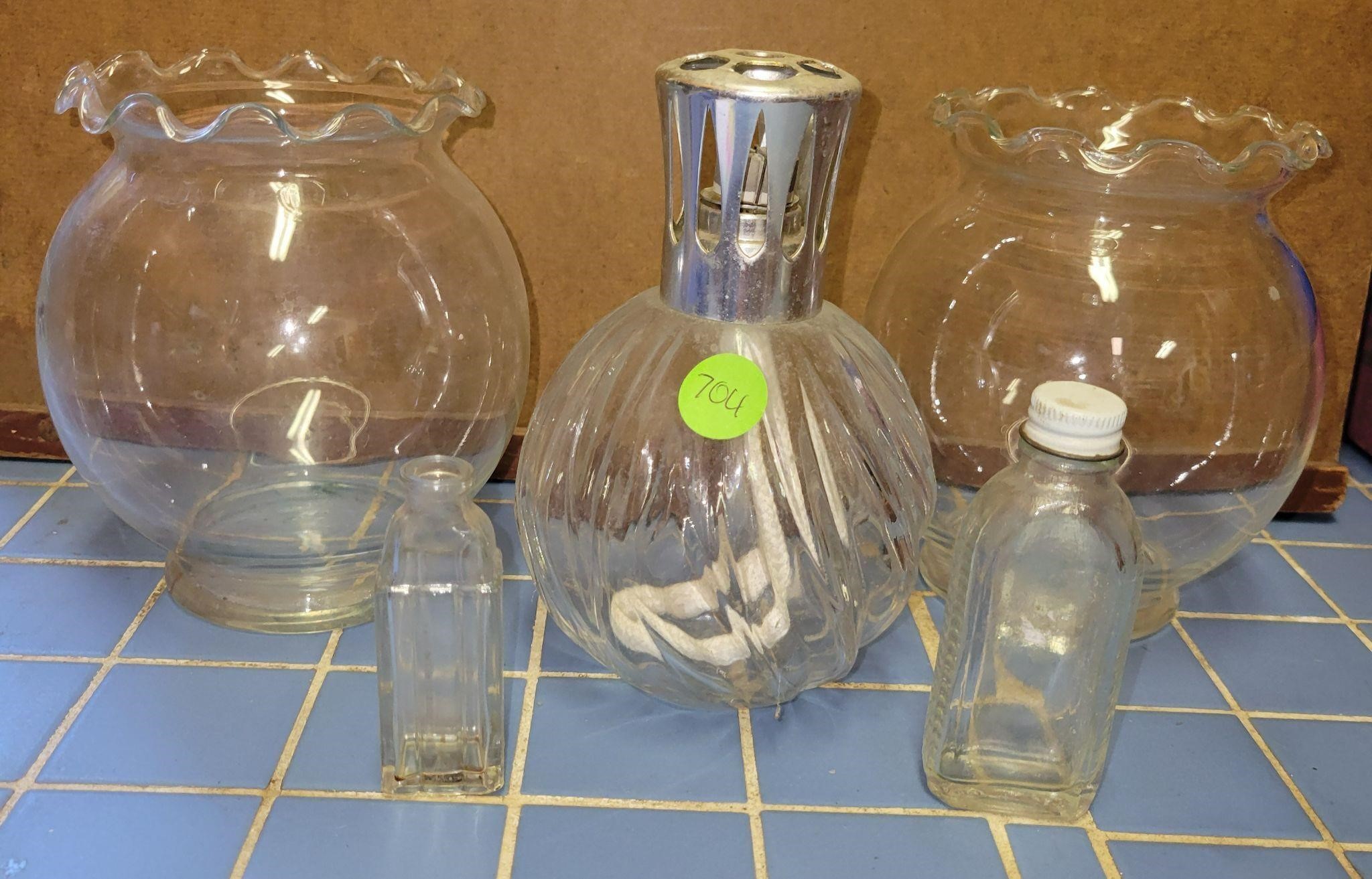 Oil Lamp, Minature Bottles, Bubble Bowl