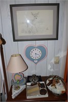 Lot Including Fawn Etching by Edwards, Heart Lamp