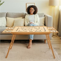 $110  27.6 Tall Wood Puzzle Table, 34.1 x 26.2