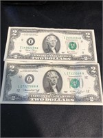 2 united states two dollar bills one Series