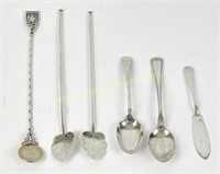 SIX PIECES STERLING FLATWARE