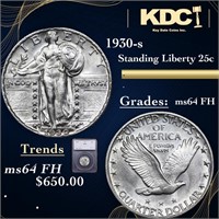 1930-s Standing Liberty Quarter 25c Graded ms64 FH