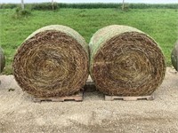 2 4'x5' Round Bales of Grass Hay - Net Wrapped