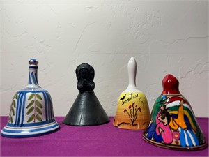 Mexico Pottery Collectable Bells, Some Signed
