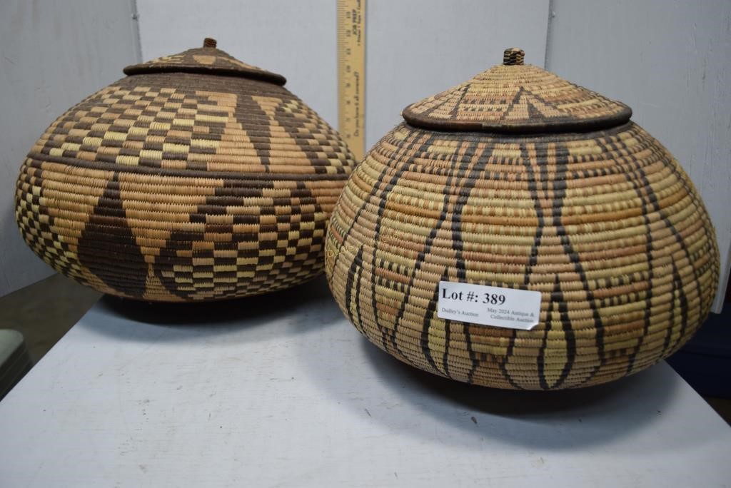 Two Lidded African Baskets