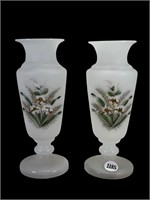 Pair of Vintage Bristol Hand Painted Vases