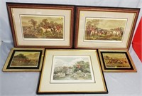 Lot of 5 Framed Fox Hunt Prints