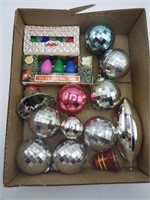 Box lot MCM disco ball/bells/bulbs/mercury glass