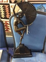Bronze fan dancer by Marcel Bourain