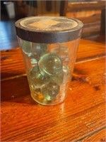 SNUFF JAR FILLED WITH LARGE MARBLES