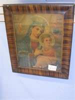 Early Grain Painted Frame with Religious Picture