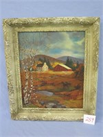 Oil on Canvas Farm Scene (signed) Alma Hurst??
