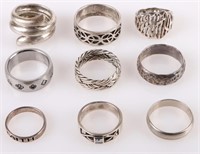SOLID STERLING SILVER COLLECTIBLE RINGS - (9)
