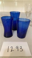 Cobalt Swirl Hand Blown Glassware Vases