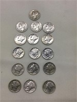 16 1940/1941 Silver Mercury Dimes