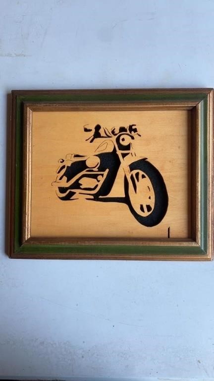 Motorcycle Wood Cut Out Art Piece