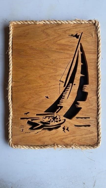 Sailboat Wood Cut Out Art Piece