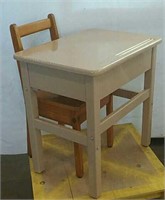 Vintage Children's wooden school desk & chair