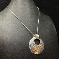 Sterling Silver Hammered Pattern Pendant Necklace