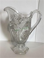 Vintage footed pressed glass pitcher 9 1/4