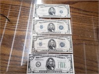 A- OLD $5.00 BILLS