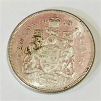 Silver 1963 Canada 50 Cent Coin