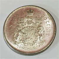 Silver 1965 Canada 50 Cent Coin