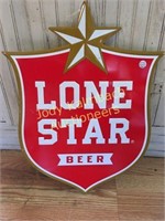 Vintage red Lone Star tin sign