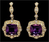 $ 13,620 10 Ct Amethyst 2 Ct Diamond Earrings