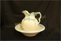 Ceramic Cream And Blue Wash Basin