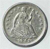 1851-O SEATED LIBERTY HALF DIME XF