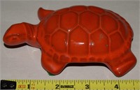 Vtg Frankoma Pottery Red/Orange Turtle Paperweight