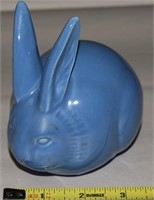 Vtg Vohann CA Blue Art Pottery Bunny Rabbit Cotton