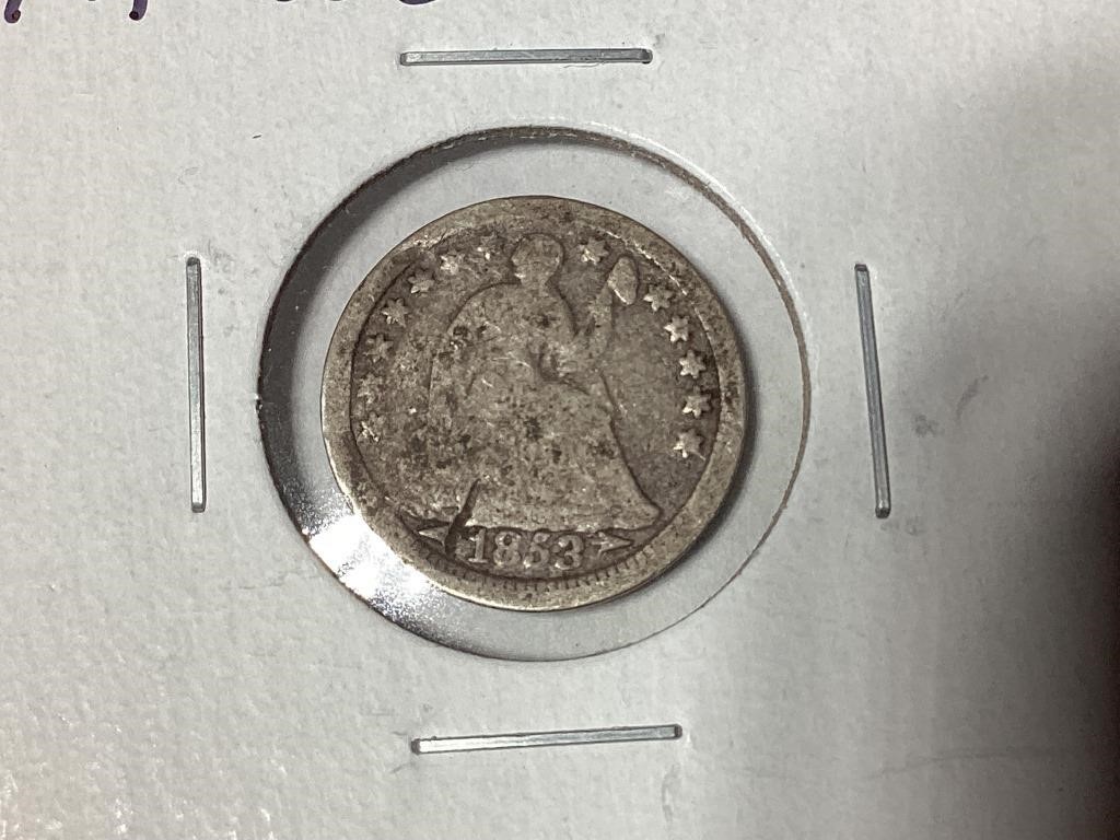 1853 Silver 1/2 Dime with Arrows