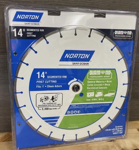 Norton 14" Fast Cutting Segmented Rim Brick $90