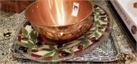 Copper bowl & tray lot
