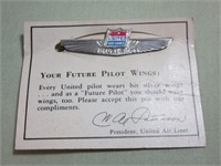 Vintage United Airlines Future Pilot Wings Pin