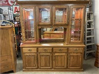 Expensive oak 2-pc china cabinet (79in W x 73in T)