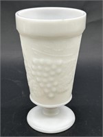 Vintage Milk Glass Footed Vase w/ Grapes