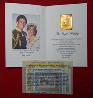 1981 Royal Wedding 22kt Gold Stamp &Kenmore Stamps